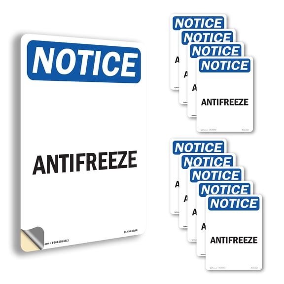 Antifreeze OSHA Notice Vinyl Decal Label 14 Inch x 10 Inch - 10 Pack