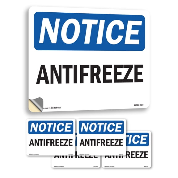 Antifreeze OSHA Notice Vinyl Decal Label 24 Inch x 18 Inch - 5 Pack