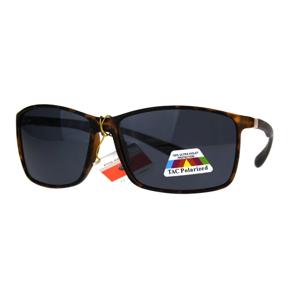 Antiglare Polarized Lens Mens Rectangular Mod Warp Plastic Sunglasses Tortoise Black