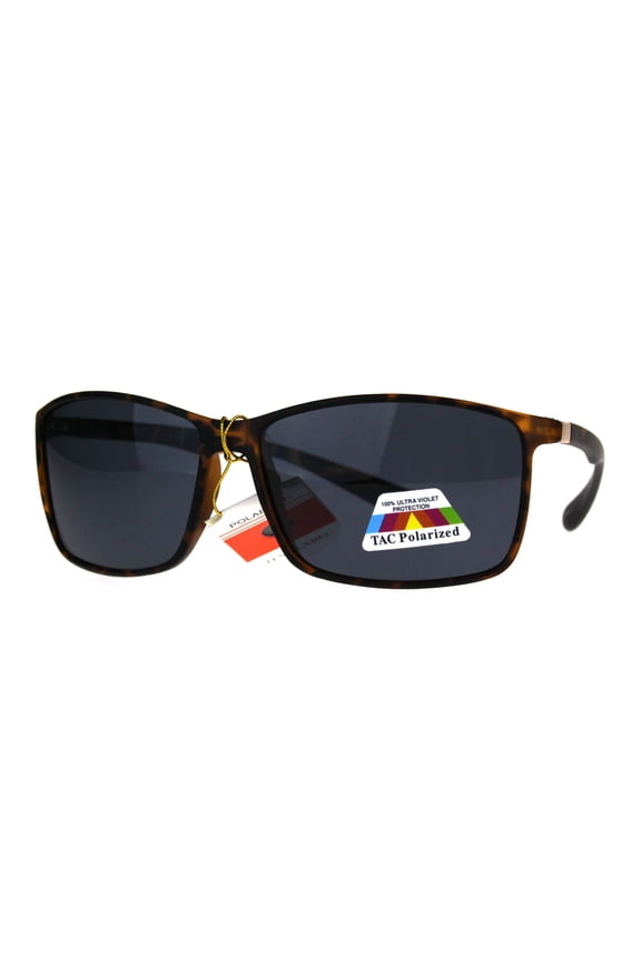 Antiglare Polarized Lens Mens Rectangular Mod Warp Plastic Sunglasses Tortoise Black