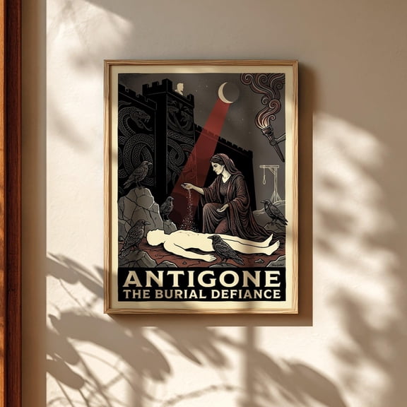 Antigone Poster, Greek Mythology Art, Tragic Hero Print, Poster Only