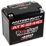Antigravity ATX12-HD RE-START Lithium Motorcycle Battery, Built-In Jump Starting, 480 CA, Heavy Duty 12V Powersports Battery