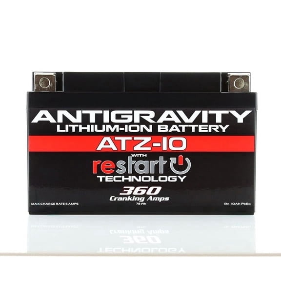Antigravity ATZ-10-RS Re-Start Lithium Powersport Battery 360 Cranking Amps, 12 Ah Ultra-Lightweight with Built-In Jump Starting