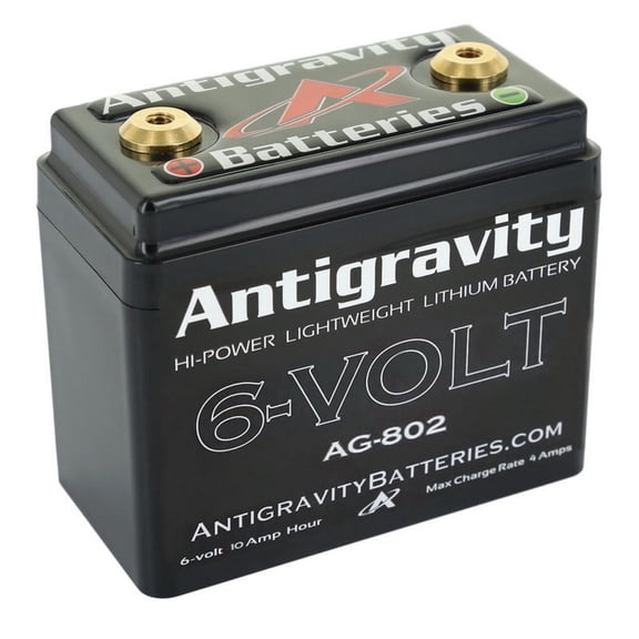 Antigravity AG-802 Lithium 6V Motorcycle Battery, Small Case Powersports Starter Battery, 120 Cranking Amps