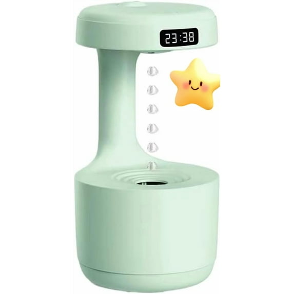 Antigravity Humidifier,Rain Humidifier Bedroom Anti Gravity Humidifiers with Clock Water Drop Backflow Aroma Diffuser Large Capacity Office Bedroom Mute Heavy Fog Household Sprayer(Green)