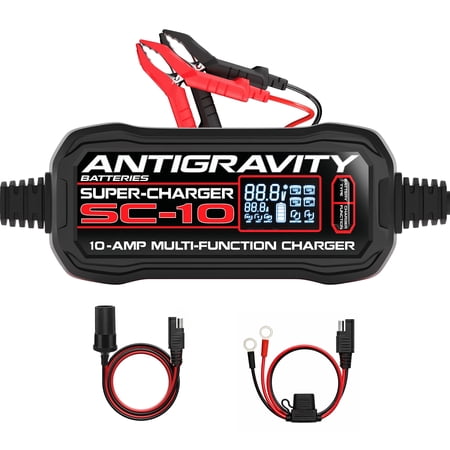 Antigravity SC-10 Battery Charger and Maintainer, 10-Amp 6V/12V Lithium and 12V Lead-Acid Smart Charger