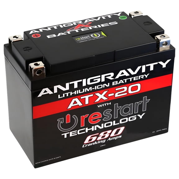 Antigravity ATX20 RE-START Lithium Motorcycle Battery, 680 Cranking Amps, LiFePO4 Powersport Battery