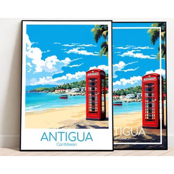 If Printable Antigua Caribbean Wall Art Print, Vintage Tropical Island Travel ...