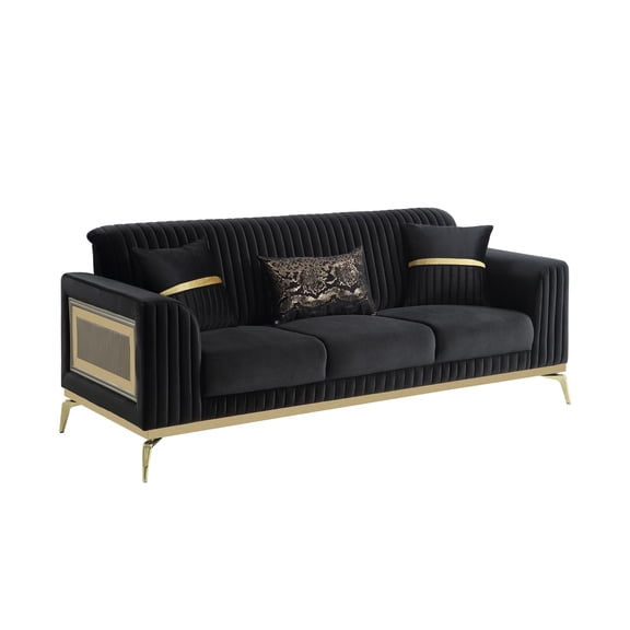 Antigua Contemporary Style Upholstery Sofa in Black