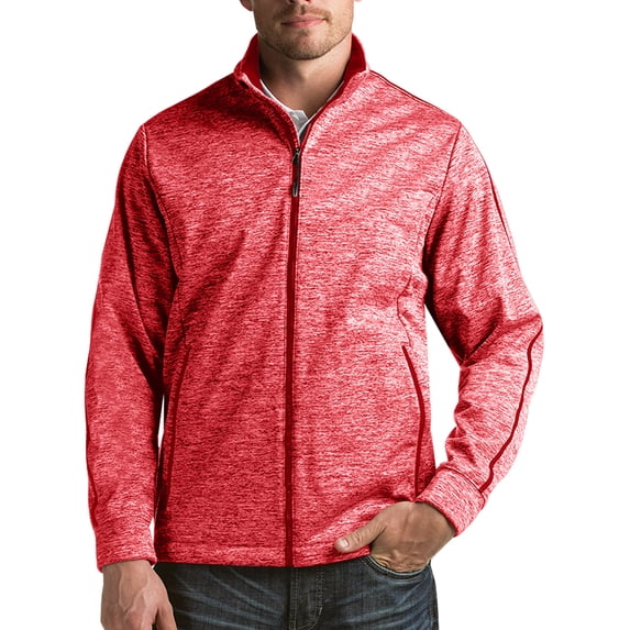 Antigua Golf Men's Full-Zip Performance Jacket, Large Dark Red/Heather -