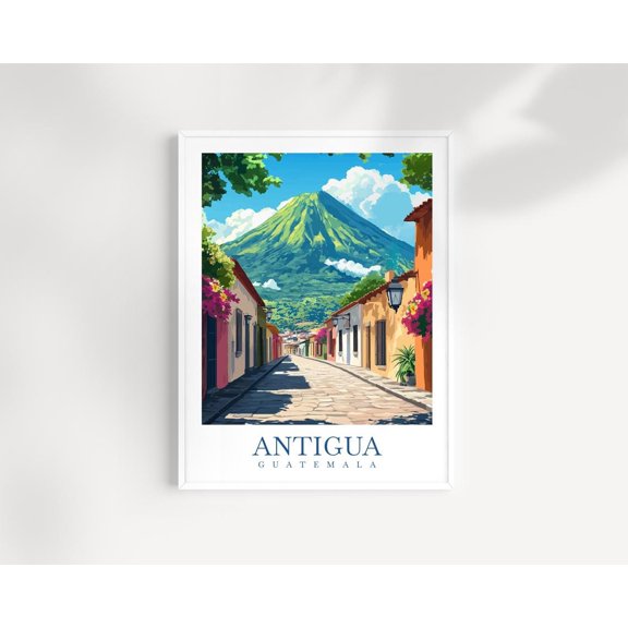 Antigua Guatemala Wall Art Print Colonial Volcano Decor Unframed Paper Print
