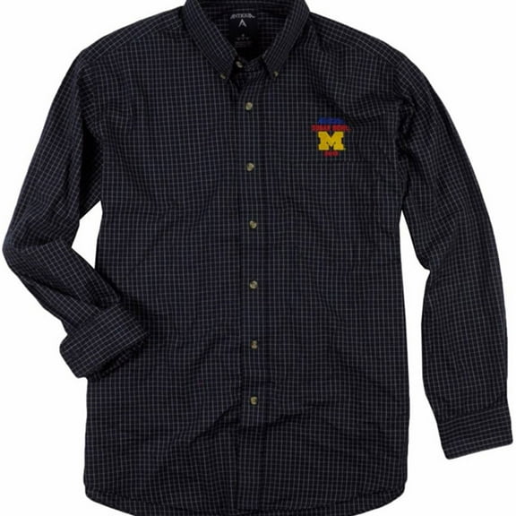 Antigua Mens Esteem Button Up Shirt, Blue, X-Large