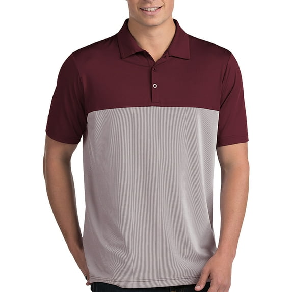 Antigua Venture Performance Polo Golf Shirt, X-Large Maroon/White -