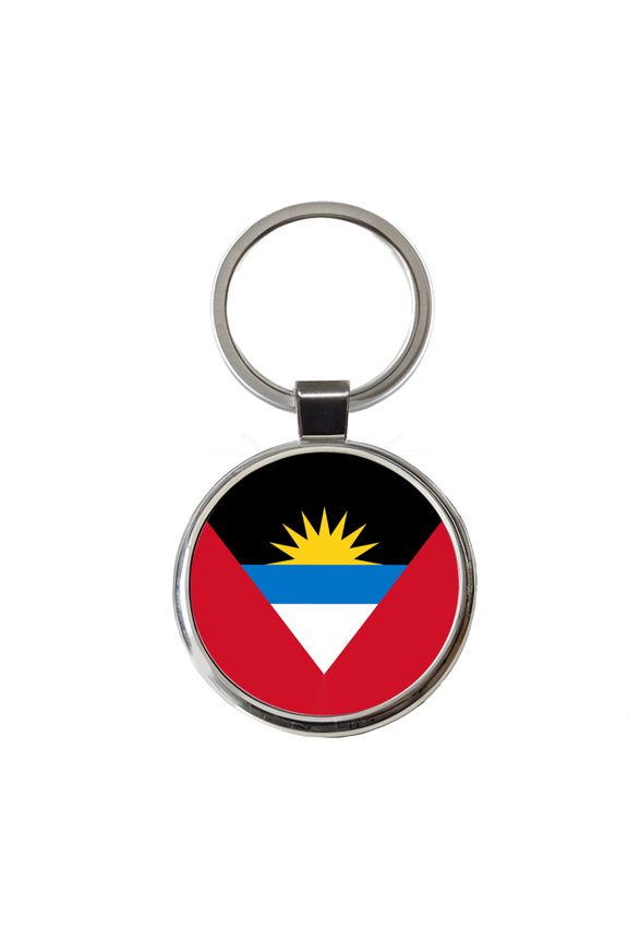 Antigua and Barbuda Country Flag Metal Round Keychain
