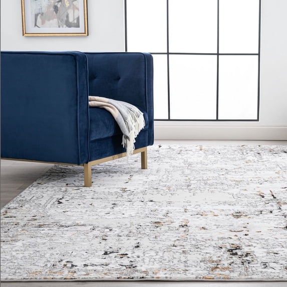 Antik Contemporary 9' x 12' Yellow and Gray Polypropylene & Polyester Indoor Area Rug
