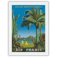 thumbnail image 1 of Antilles - Central America (Amérique Centrale) - France - Vintage Airline Travel Poster by Bernard Villemot c.1949 - Japanese Unryu Rice Paper Art Print (Unframed) 18 x 24 in, 1 of 4