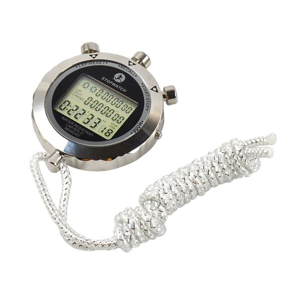 Antimagnetic Waterproof Digital Stopwatch - Metal Chronograph Timer with 1/100s Precision, 3-Row Display, Metronome & Memory Function for Sports