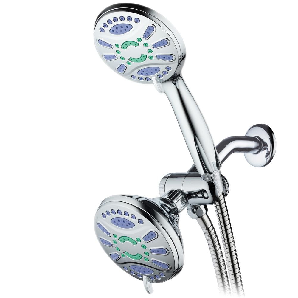 Antimicrobial 48Spray 4.3 in. High Pressure 3Way Dual Shower Head and