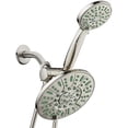 thumbnail image 1 of Antimicrobial/Anti-Clog High-Pressure 30-setting Rainfall Shower Combo, Microban Nozzle Protection from Growth of Mold, Mildew & Bacteria, Brushed Nickel Finish/Coral Green Jets, 1 of 7