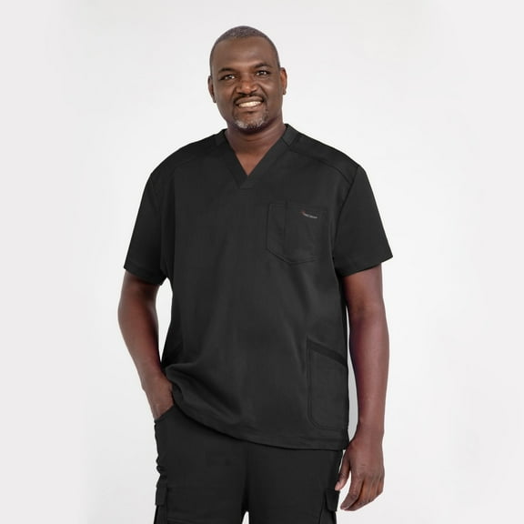 Antimicrobial Scrub Men’s Premium V-neck Top, Medium, Black