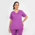thumbnail image 1 of Antimicrobial Women's Scrub V-neck Top, XS, Plum Purple, 1 of 8