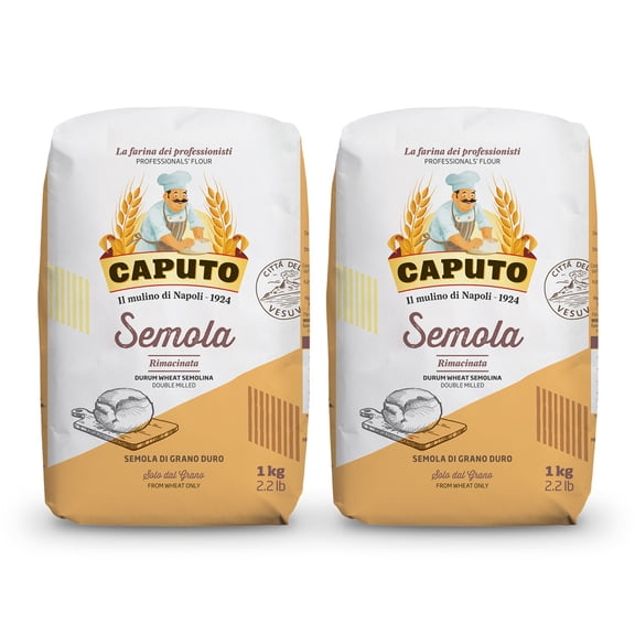 Antimo Caputo Semolina Flour 2.2 LB (Pack of 2) Bulk Italian Durum Semola Flour - All Natural Dough for Fresh Pasta