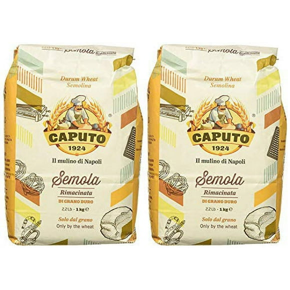 Antimo Caputo Semolina Flour 2.2 LB (Pack of 2) Bulk Italian Durum Semola Flour - All Natural Dough for Fresh Pasta