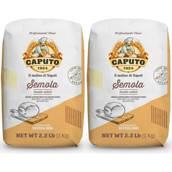 Antimo Caputo Semolina Flour OKA42.2 LB (Pack of 2) Bulk Italian Durum Semola Flour - All Natural Dough for Fresh Pasta