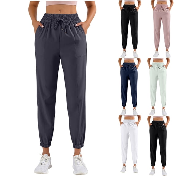 Antinious Sweatpants for Women Solid High Waisted Tapered Jogger Pants with Drawstring,Fall Winter Trousers Pants for Women,Women Sweatpants,XL,