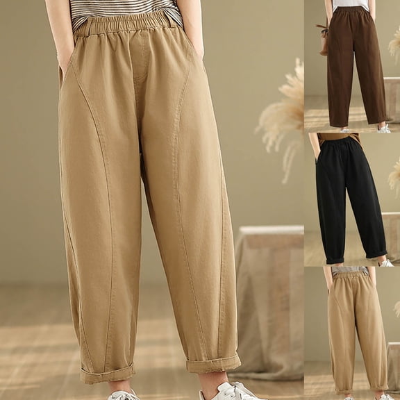 Antinious Barrel Sweatpants Women Solid Elastic Waist Athletic Pants,Winter Trousers Pants for Women,Travel Pants Women,Coffee,XL