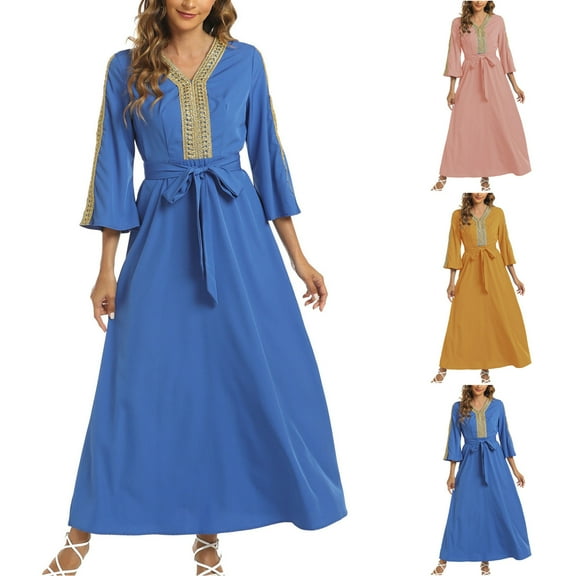 Antinious Birthday Dress for Women Long Sleeve V Neck Solid High Waist Ankle Length Elegant Dresses with Slit,Winter Dresses for Women,Long Sleeve Party Dress for Women,Pink,S