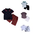 thumbnail image 1 of Antinious Toddler Short Sleeve Collar Shirt Solid Elastic Waist Pocket Shorts Daily Casual Outfits, 1 of 3