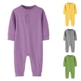 thumbnail image 1 of Antinious Boys Girls Soft Versatile Solid Long Sleeve Button Full Length Romper, 1 of 5