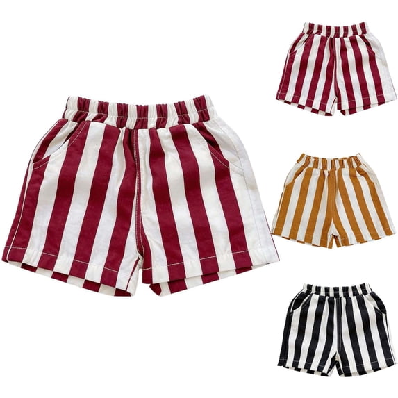 Antinious Boys Girls Stripe Print Fashion Casual Elastic Waist Beach Shorts