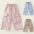 thumbnail image 1 of Antinious Boys Girls Stylish Solid Drawstring Pocket Loose Cargo Full Length Pants 8-9Y, 1 of 5