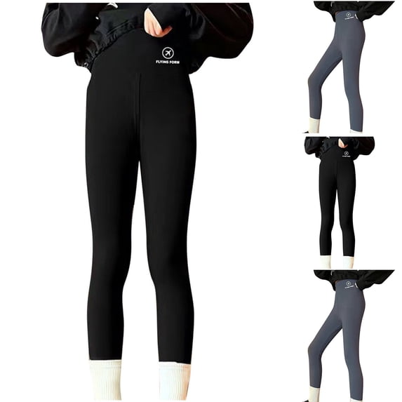 Antinious Boys Girls Stylish Solid Fleece High Waist Elastic Waist Stretch Casual Fall Winter Warm Full Length Pants 8-9Y