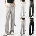 thumbnail image 1 of Antinious Cargo Pants Women Solid Casual Silm High Waist Straight Cargo Pants with Pockets,Fall Winter Trousers Pants for Women,Women Sweatpants,L,, 1 of 5