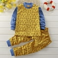 thumbnail image 1 of Antinious Casual Long Sleeve Loungewear Suits for Kids,Toddler Winter Long Sleeve Sleepwear Outfits Sets,Fashion Girls And Boys' Casual Long Sleeve Collar Botton Printed Long Pants Sets,Yellow,90, 1 of 3
