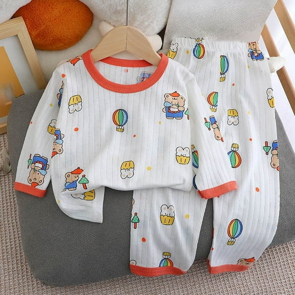 Antinious Casual Long Sleeve Loungewear Suits for Kids,Toddler Winter Long Sleeve Sleepwear Outfits Sets,Toddler Boys' Casual Long Sleeve And Casual Loungewear Home Two Piece Set,White,73