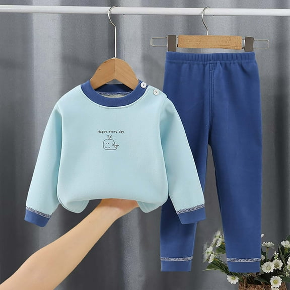 Antinious Toddler Boys Girls Long Sleeve Shirts Long Pants Daily Casual Set,Sky Blue,73