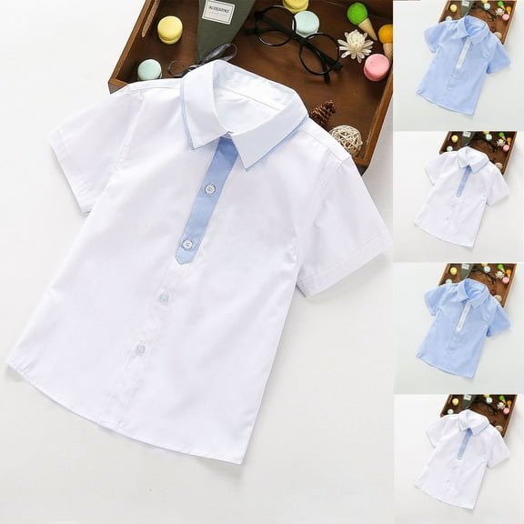 Antinious Casual Shirts for Kids,Toddler Winter Short Sleeve Tops Blouses,Shirts For Kids Short Sleeve Graphic Printed Thin Shirt Casual For 3-8 Years Boy Children's Short Sleeved Shirt,White,160