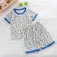 thumbnail image 1 of Antinious Casual Short Sleeve Loungewear Suits for Kids,Toddler Winter Short Sleeve Sleepwear Outfits Sets, Short Sleeved Shirt Elastic Waisted Shorts Mid Size Casual Home Clothes Set,Blue,100, 1 of 3