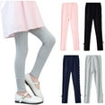 thumbnail image 1 of Antinious Children Girls Solid Stretch Bow Versatile Comfortable Running Leggings Full Length Pants 6-7Y, 1 of 5