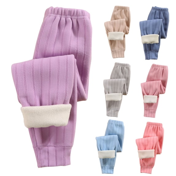 Antinious Children Solid Fleece Fall Winter Warm Lined Elastic Waist Outer Wear Running Leggings 11-12Y