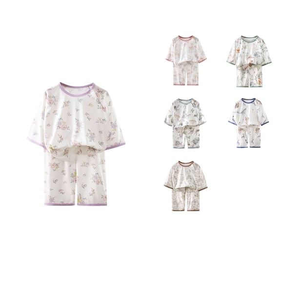 Antinious Toddler Summer Short Sleeve Pajams Set Casual Fashion Outfit Round Neck Set,Outfits for Kids,Boys Girls Sleepwear Set,White,73