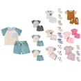 thumbnail image 1 of Antinious Toddler Summer Color Block Short Sleeve T-Shirt + Shorts Casual Outfit Set,Outfits for Kids,Boys Girls Sleepwear Set,Purple,110, 1 of 3