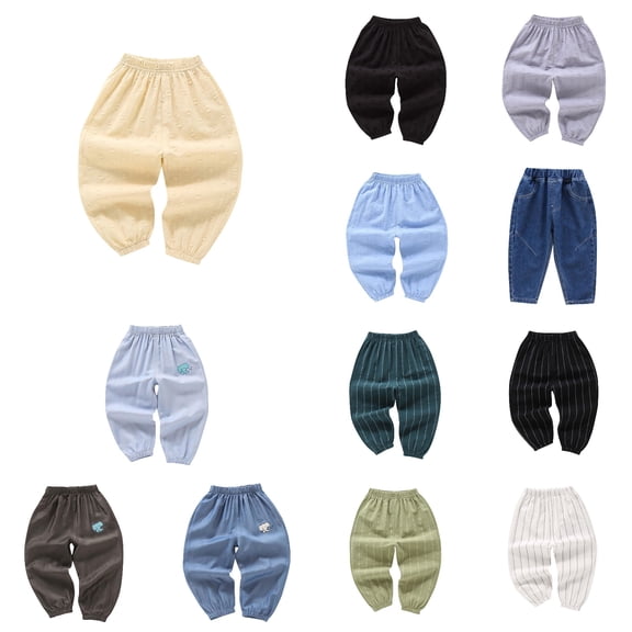 Antinious Toddler Boys Sweatpants,Winter Casual Long Cargo Pants for Boys Girls,Children Fashion Solid Perforated Ankle Waist Proof Pants,Black,120