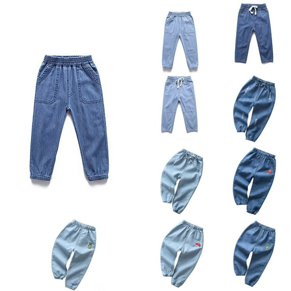 Antinious Toddler Boys Winter Warm Sweatpants,Casual Long Jogger Pants for Boys Girls,Kids Solid Soft Elastic Waist Trouser Denim Pants,90,