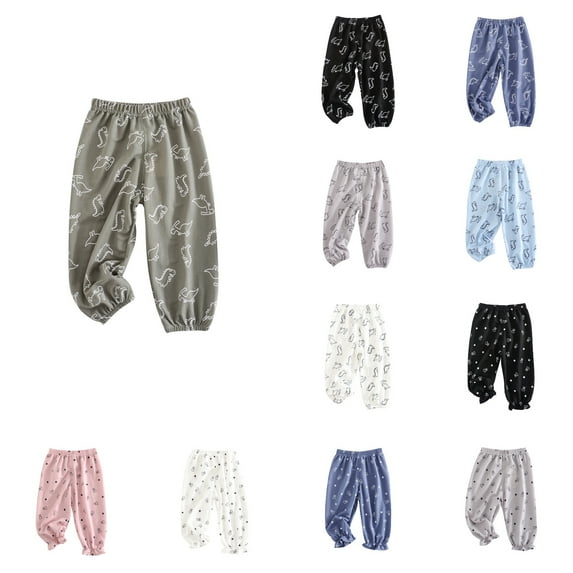 Antinious Toddler Summer Linen Strap Proof Pants,Light Blue,120