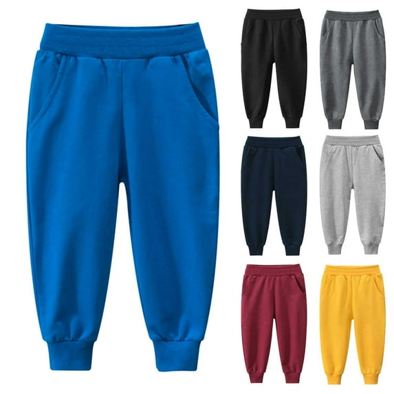 Antinious Toddler Boys Sweatpants,Winter Casual Long Cargo Pants for Boys Girls,Toddler Kids Boys Solid Trousers Sweatpants Casual Kids Pants,Blue,130